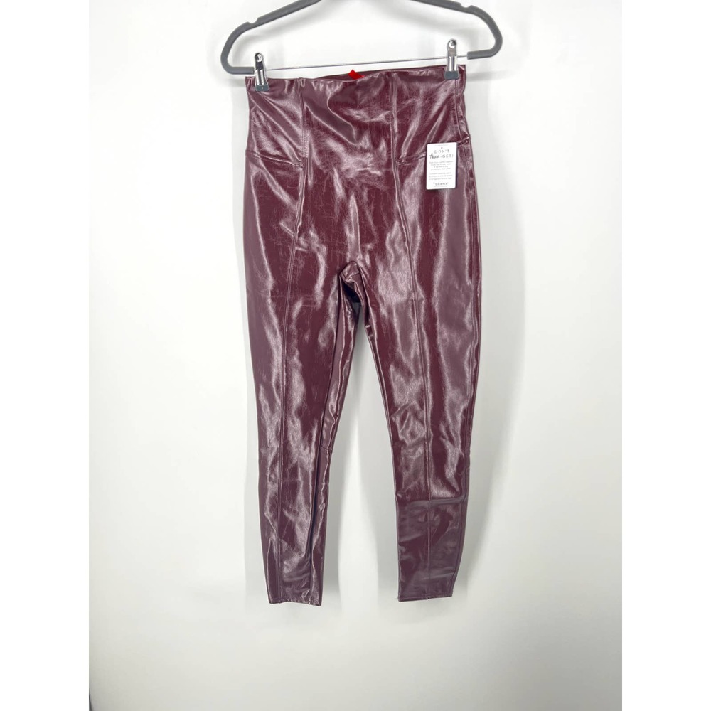 Spanx faux patent leather leggings ruby NWT L